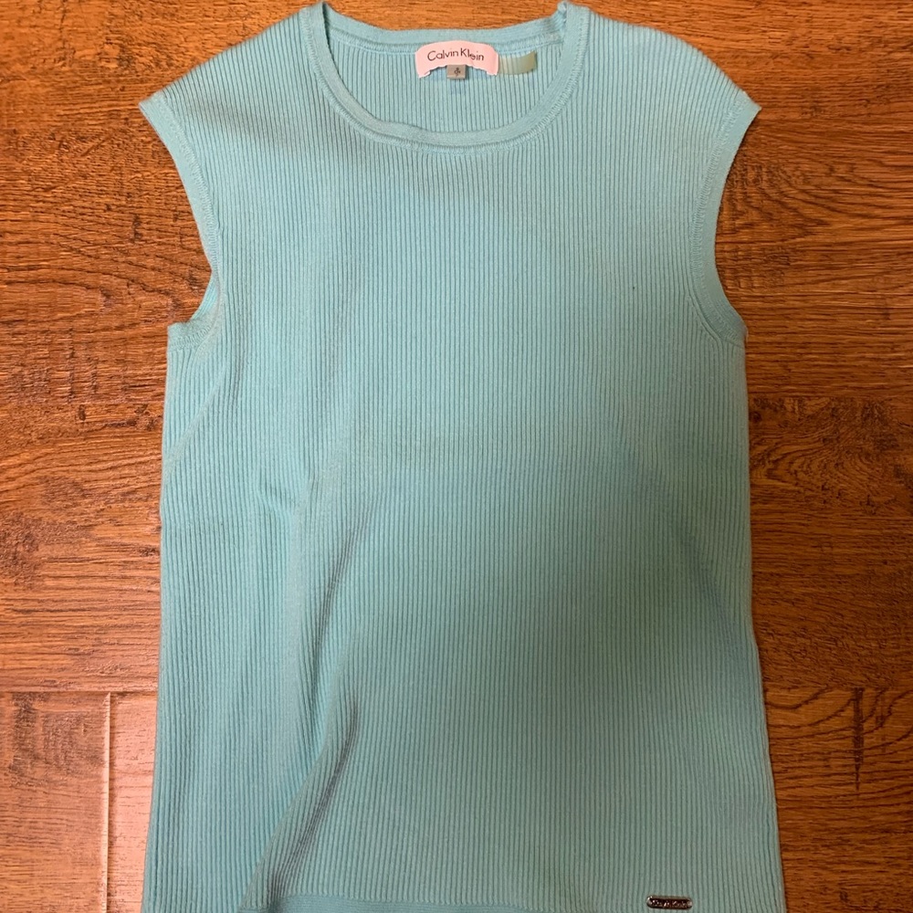 Calvin Klein Aqua colored sleeveless sweater size small